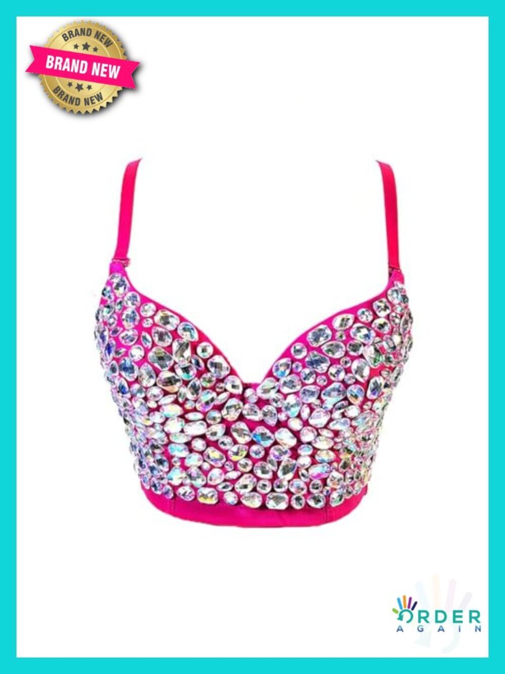 Bustier Crop Top Push Up Rhinestone Bra Corset with Detachable Straps